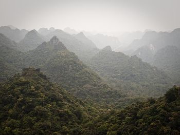 Idyllic view of tree mountains against sky