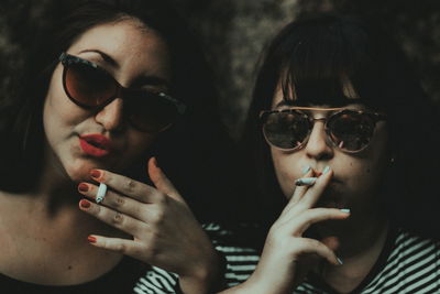 Close-up of woman smoking cigarette