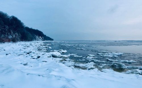 Scenic view of frozen sea against sky