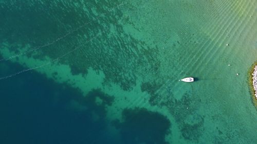 High angle view of man in sea