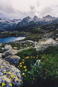 Scenic view of mountains against sky