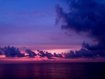 Scenic view of sea against sky at sunset