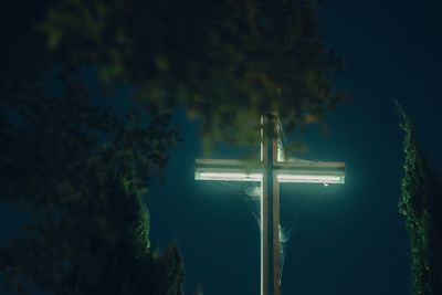 Low angle view of illuminated built structure