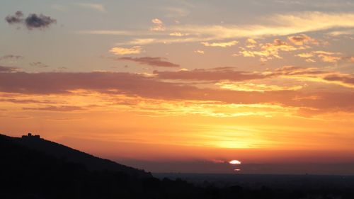 Scenic view of silhouette landscape against sky during sunset