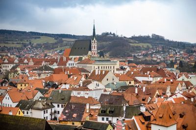 View of cesky krumlov castle and townscape