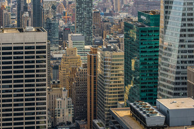 High angle view of buildings in city