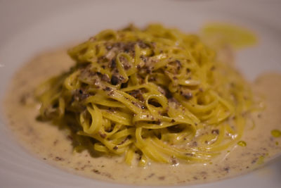 Close-up of pasta in plate