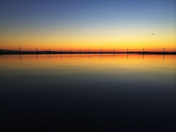Scenic view of calm sea at sunset