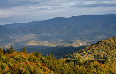 Scenic view of mountains against sky