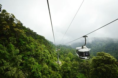 High angle view of overhead cable car against sky