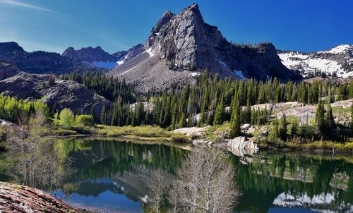 Lake blanche panorama wasatch front rocky mountains twin peaks wilderness big cottonwood canyon utah