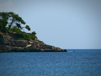 Scenic view of sea against clear sky