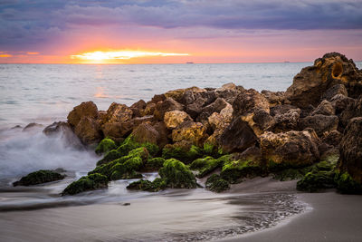 Scenic view of sea at sunset