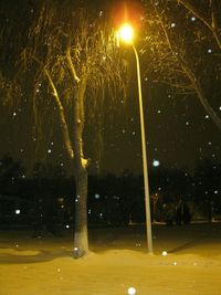 View of illuminated street lights at night