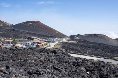 The etna volcano with crateri silvestri and the sapienza refuge