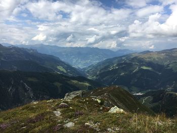 Scenic view of mountains against sky