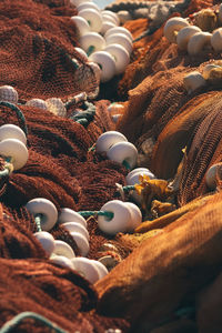 High angle view of fishing nets