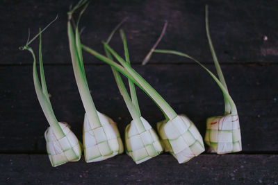 Ketupat or rice dumpling is traditional food in malaysia during eid celebration. 