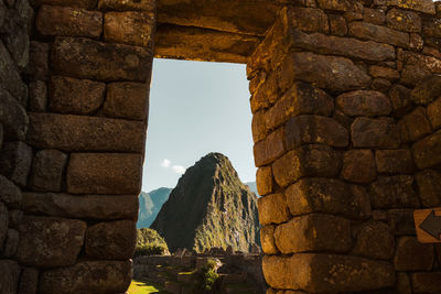 Low angle view of rock formations