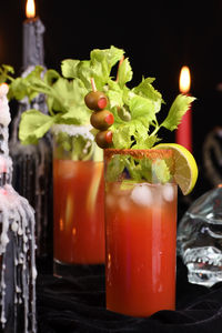 Close-up of christmas decorations on table