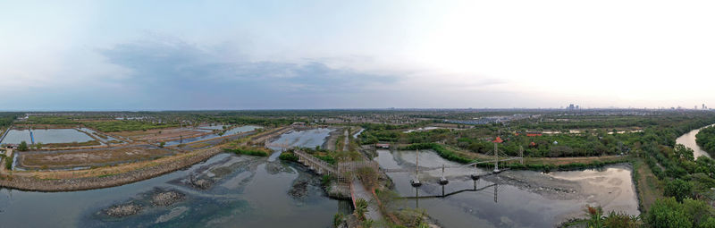 High angle view of landscape against sky