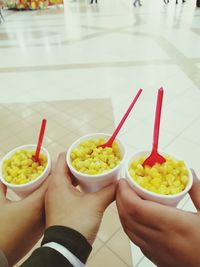 Midsection of person holding fruits in bowl