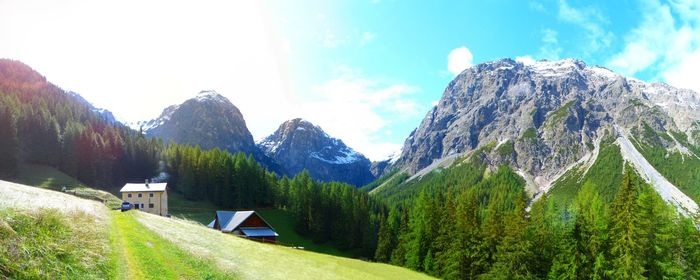 Panoramic view of majestic mountains against sky