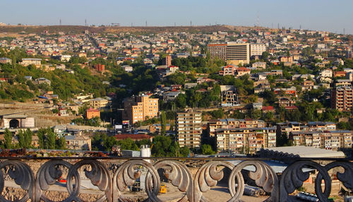 High angle view of buildings in city
