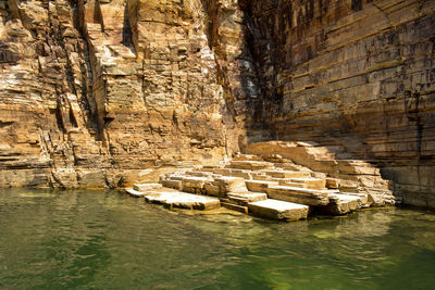 Rock formations in river