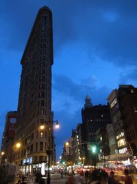 Low angle view of city street at night