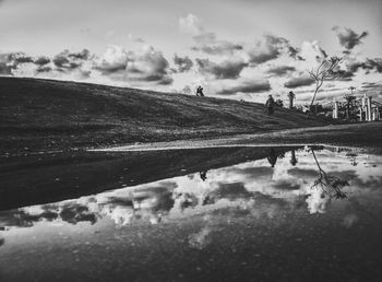 Scenic view of lake against sky