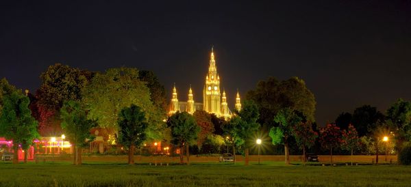 Illuminated built structure at night