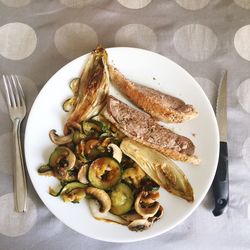 Close-up of food in plate on table