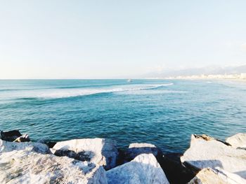 Scenic view of sea against clear sky