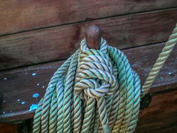 Close-up of wooden rope