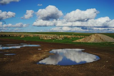 Scenic view of lake against sky