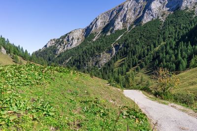 Scenic view of mountains against clear sky