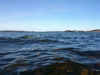 Scenic view of sea against blue sky