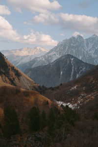 Scenic view of mountains against sky