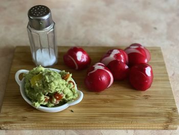 High angle view of fruits on table