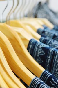 Close-up of clothing for sale at store