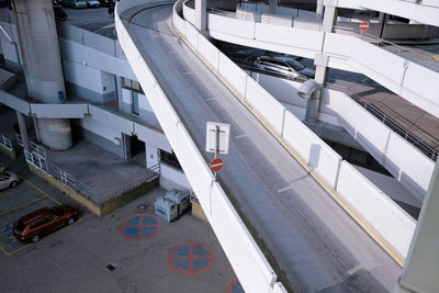 High angle view of cars on street in city