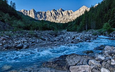 Scenic view of rocky mountains against sky
