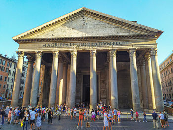 Pantheon in piazza della rotonda. the pantheon is a former roman temple, now a church