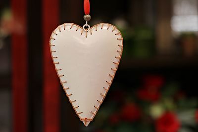 Close-up of heart shape decoration hanging