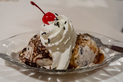 Close-up of ice cream in plate