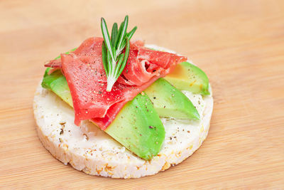 Close-up of food on table
