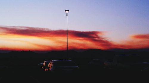 View of street light at sunset