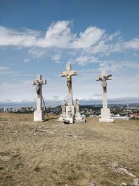 Statue of the crucifixion of jesus christ and the robbers 