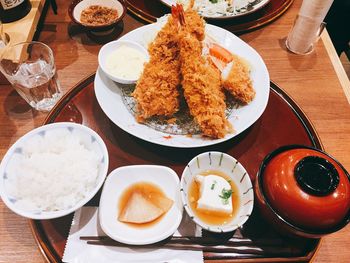 High angle view of food on table